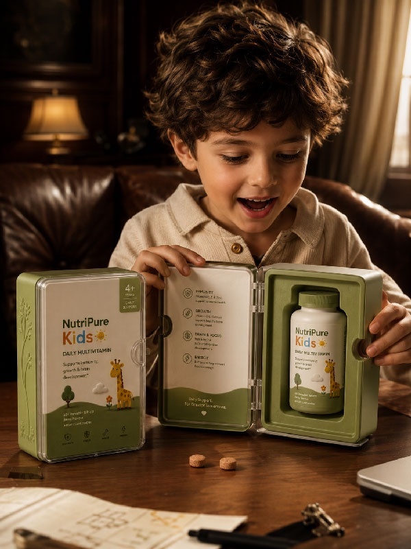 طراحی و مهندسی بستهبندی مکمل کودکان NutriPure Kids ... از استراتژی برند تا قابلیت تولید و آمادگی صادرات (مطالعه موردی)